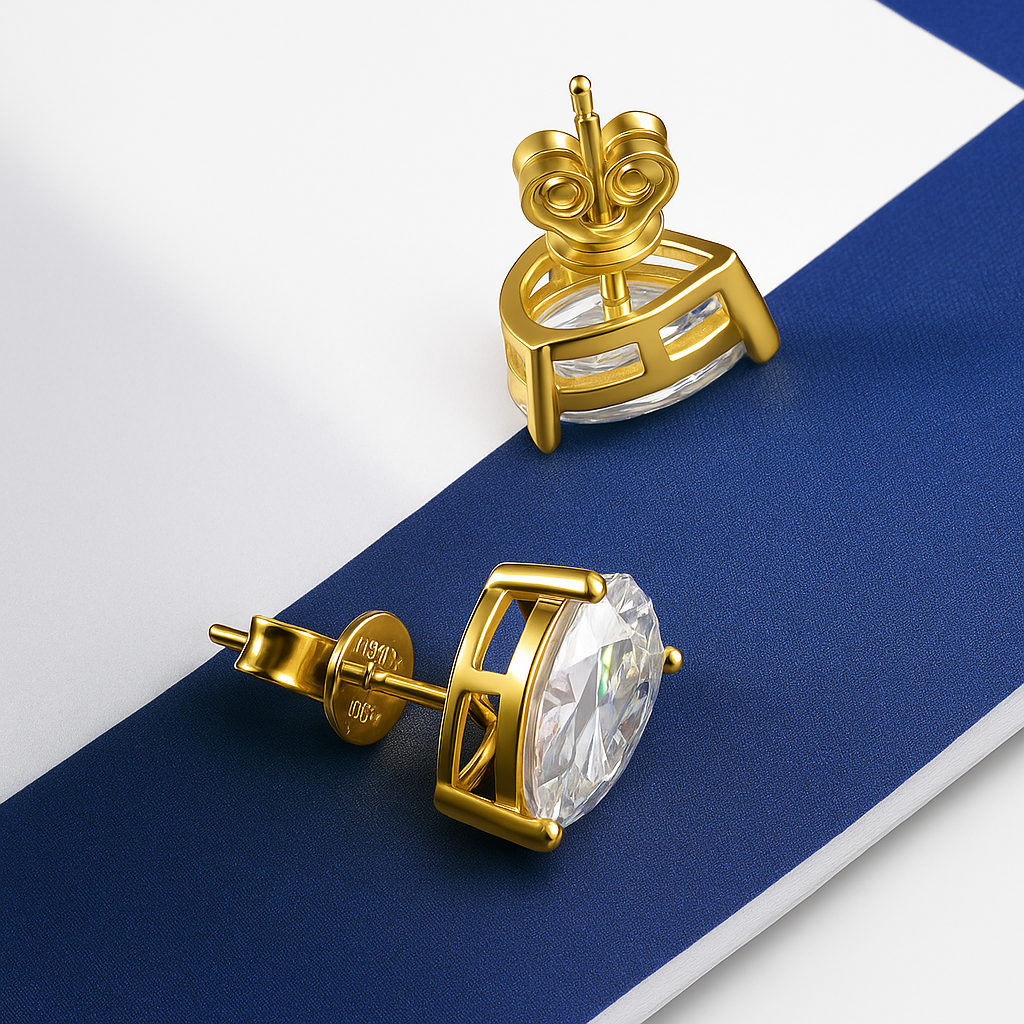 Pear Cut Moissanite Stud Earrings – GRA Certified 18K Gold S925 Silver