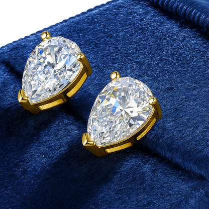 Pear Cut Moissanite Stud Earrings – GRA Certified 18K Gold S925 Silver
