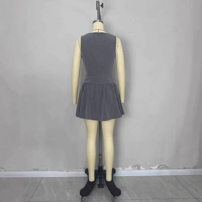 Boutique Wholesale 2025 Summer New Fashionable Round Neck Sleeveless Casual Ruffled Elegant Women's Dress