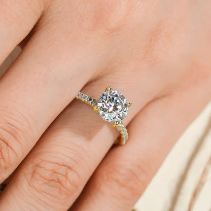 18K Gold Plated Moissanite Solitaire Ring – 925 Silver Engagement Promise Ring for Women