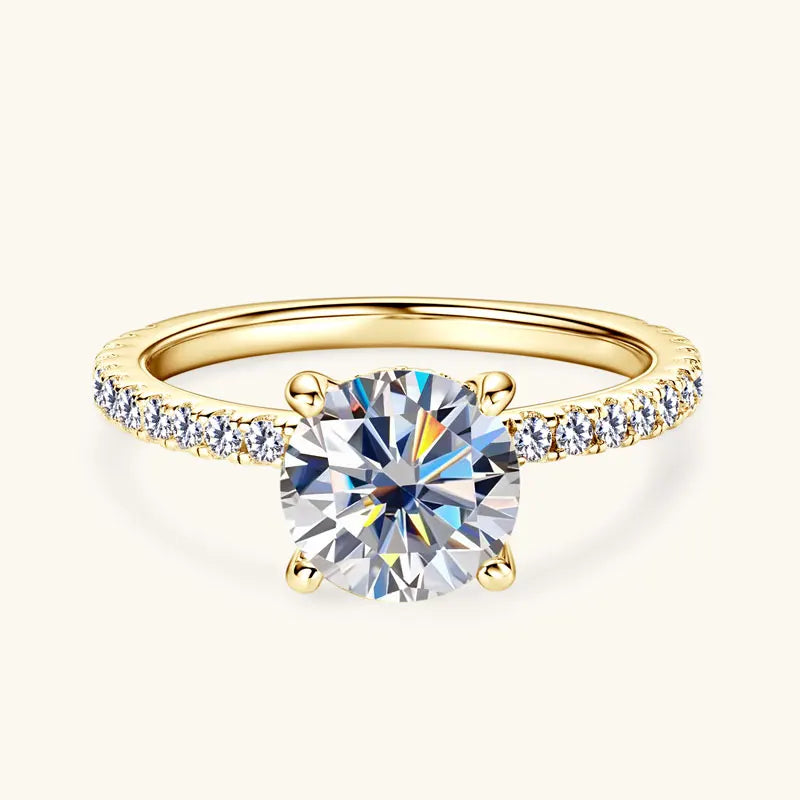 18K Gold Plated Moissanite Solitaire Ring – 925 Silver Engagement Promise Ring for Women