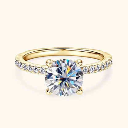 18K Gold Plated Moissanite Solitaire Ring – 925 Silver Engagement Promise Ring for Women