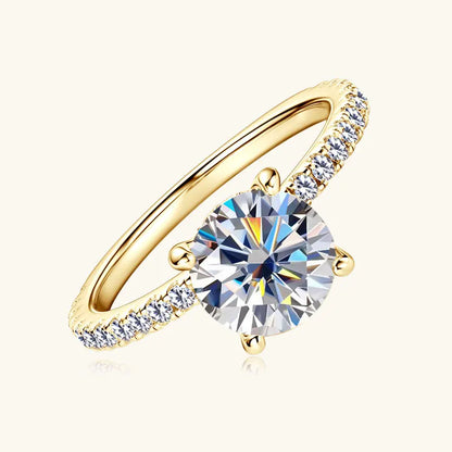18K Gold Plated Moissanite Solitaire Ring – 925 Silver Engagement Promise Ring for Women