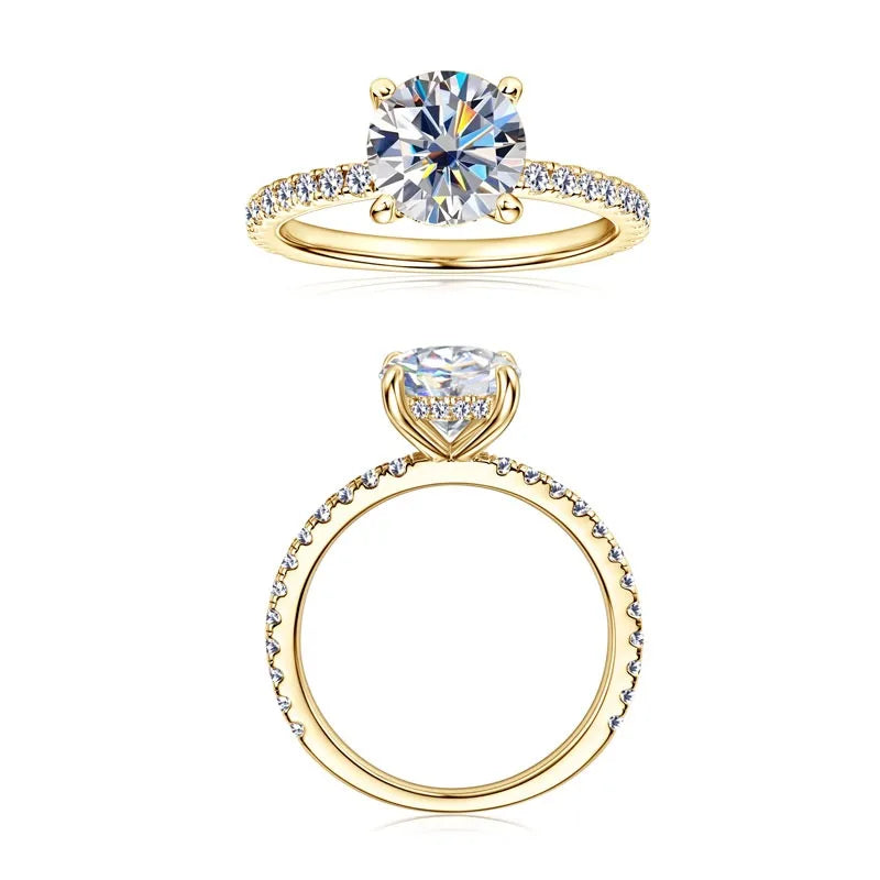 18K Gold Plated Moissanite Solitaire Ring – 925 Silver Engagement Promise Ring for Women