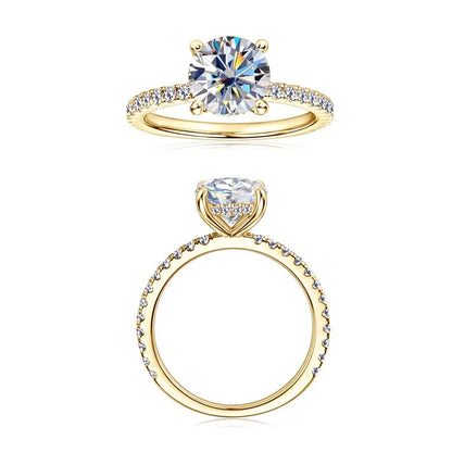 18K Gold Plated Moissanite Solitaire Ring – 925 Silver Engagement Promise Ring for Women