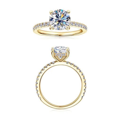 18K Gold Plated Moissanite Solitaire Ring – 925 Silver Engagement Promise Ring for Women