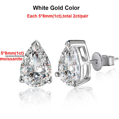 Pear Cut Moissanite Stud Earrings – GRA Certified 18K Gold S925 Silver