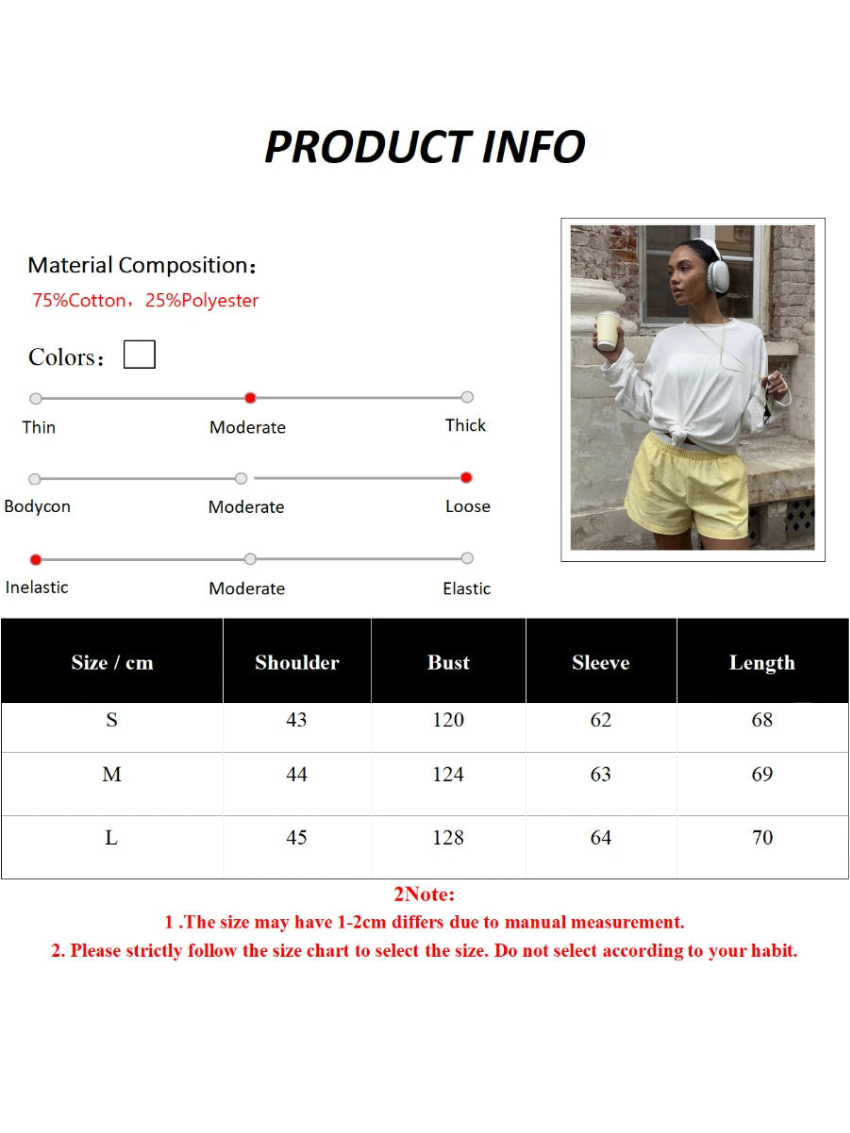 New O-neck Long Sleeve T - Shirt Soft Fabric Oversized Trendy Knot Front Spring Autumn Fashion Tops