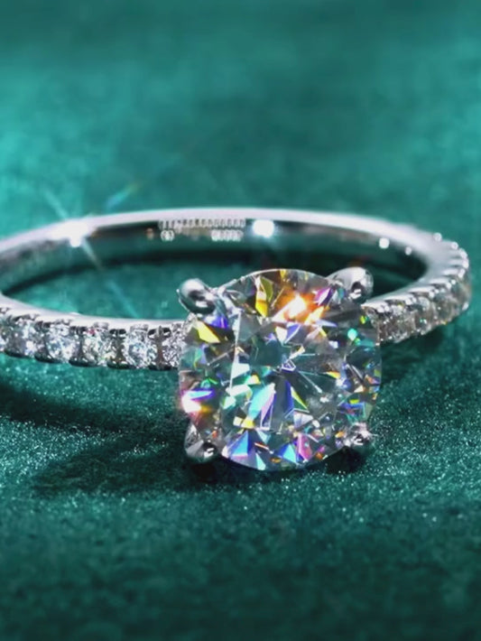 18K Gold Plated Moissanite Solitaire Ring – 925 Silver Engagement Promise Ring for Women