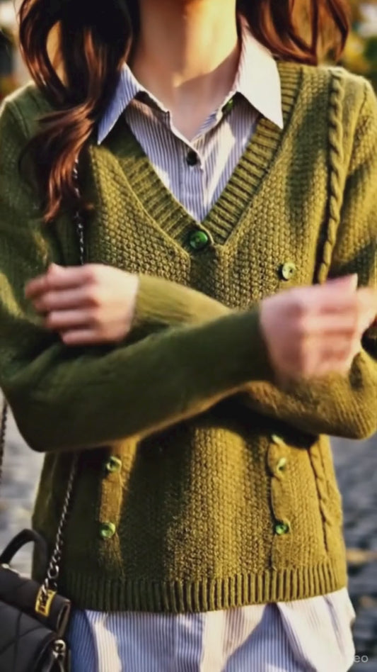 2025 Spring Autumn Women’s Knit Sweater – Loose Korean Style Long Sleeve Pullover with Spliced Shirt Collar