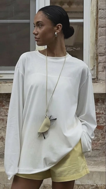 New O-neck Long Sleeve T - Shirt Soft Fabric Oversized Trendy Knot Front Spring Autumn Fashion Tops